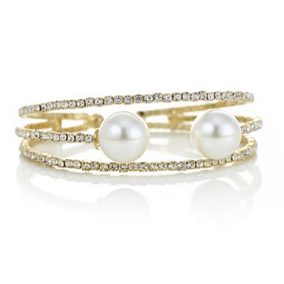 Gold diamante and pearl bracelet